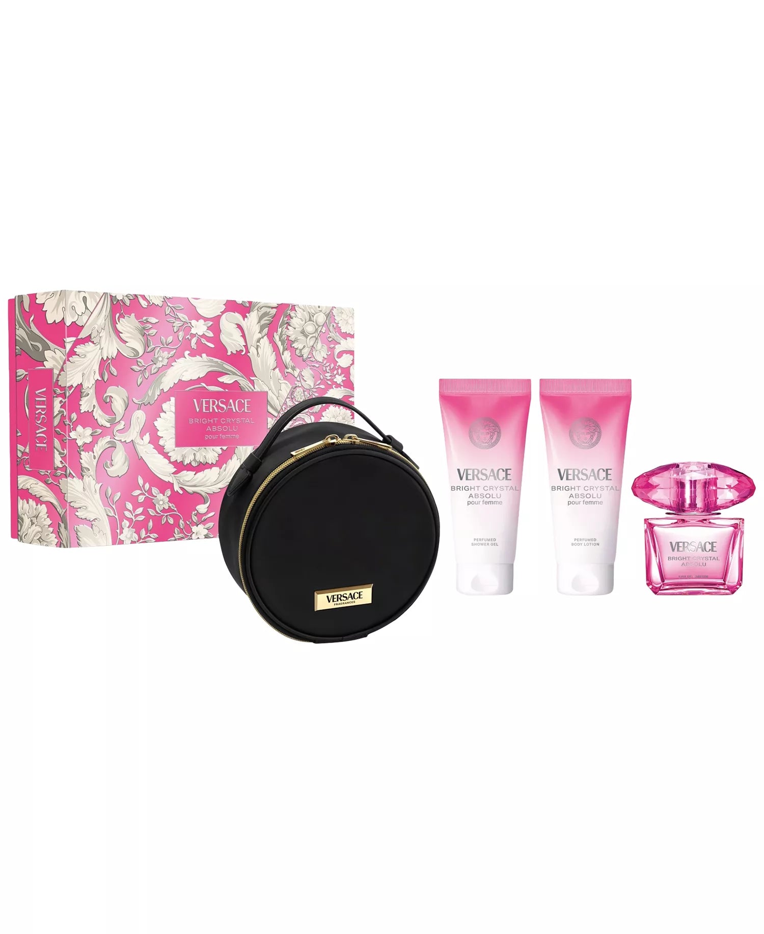 Versace Bright Crystal Absolu 4-pc Gift Set with Round Makeup Bag